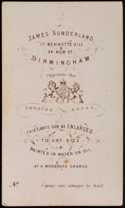 Impression du photographe, c.1870 (carte imprimée) - James Sunderland